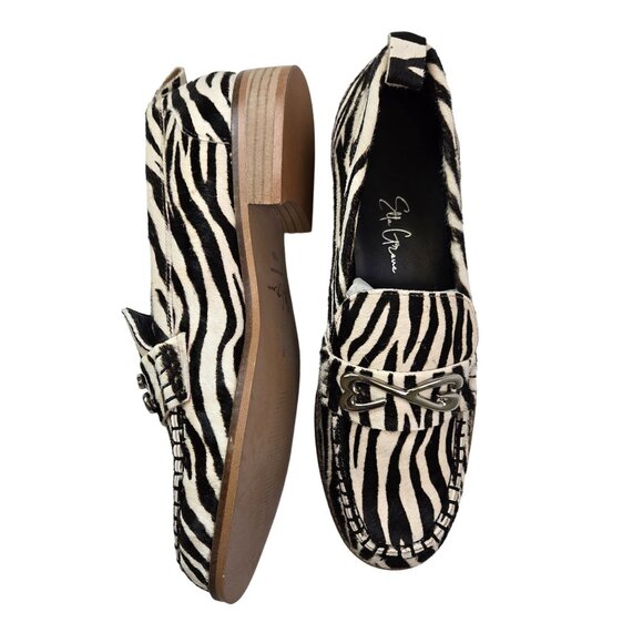 NWOT/NWOB Etta Grove Calf Hair Zebra Print Loafer Shoes Size 10.5 - Picture 3 of 9